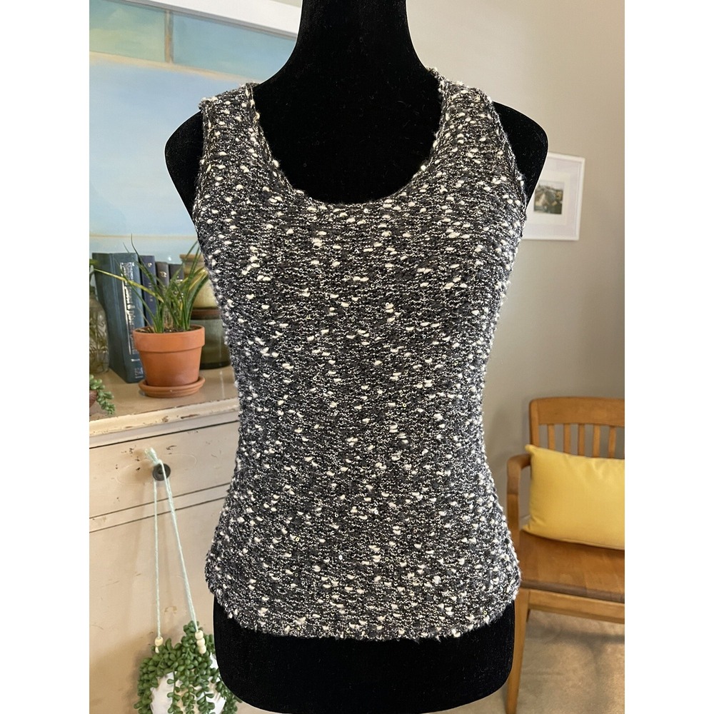 Cristina Gavioli Knitwear Sequin Sweater Tank Small Stretch Made In Italy Wool
